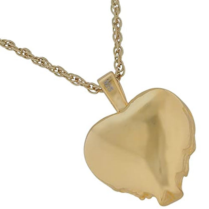 Heart Angel Wings Gold Cremation Jewelry, Sterling Silver, Pendant and Necklace for Ashes