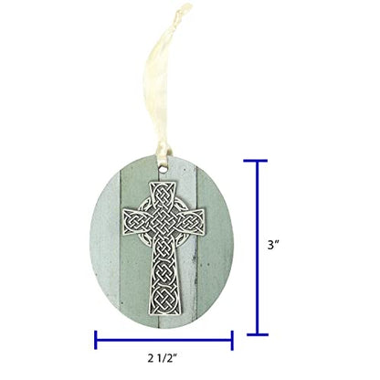Abbey & CA Gift Celtic Cross MDF Ornament On Cream Ribbon Gift Boxed - style: Celtic Cross MDF
