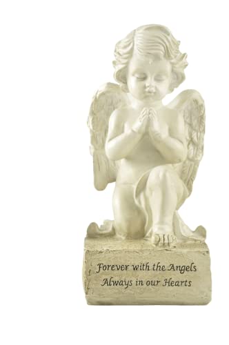 Memorial Angel Statue, 6.5 Inch Resin Sympathy Cherub Remembrance Decor | Prayerful Accent For Graves, Gardens, Shelves And Tribute Spaces - size: 6.5
