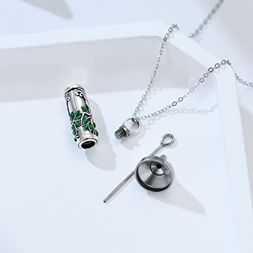 Sterling Silver Tree of Life Urn Necklace for Ashes Owl Necklace Pendant Charm for Women Memorial Gifts Keepsake Always in My Heart Memory Necklace Jewelry - style: Green Bar Tree of Life