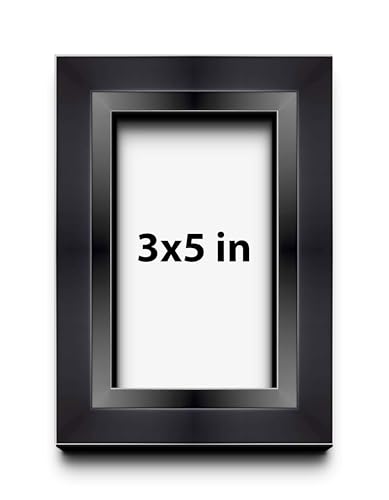 3x5 Inch Shadow Box Black Beveled Display Frame | 1.5 Inches Deep | 1 Inch Wide Moulding | Includes Shatter Resistant Acrylic Plexiglas, Acid-Free Backing and Hanging Hardware - size: 3x5