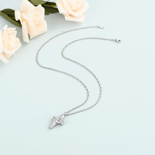 shajwo Tree of Life Cross Urn Necklace for Ashes - color: Silver