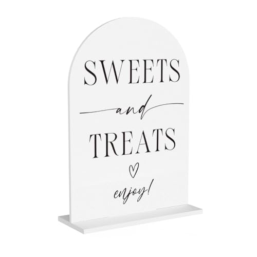 Sweet Treats Sign Candy Bar Snack Bar Dessert Table Sign for Wedding Engagement Bridal Shower Baby Shower Ceremony Reception Event Party Acrylic Decor 5"x7" - color: Sweet