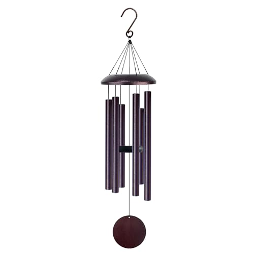 Wind Chimes for Outside Deep Tone, 38" Large WindChimes with 6 Tubes, 100% Rustproof Aluminum, Memorial Gift or Garden Patio Porch and Outdoor Décor(Bronze) - color: Bronze 38"