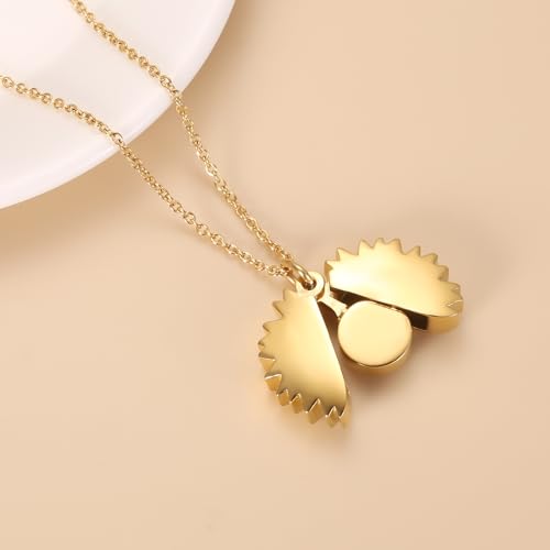 Sunflower Cremation Urn Jewelry For women - color: Gold