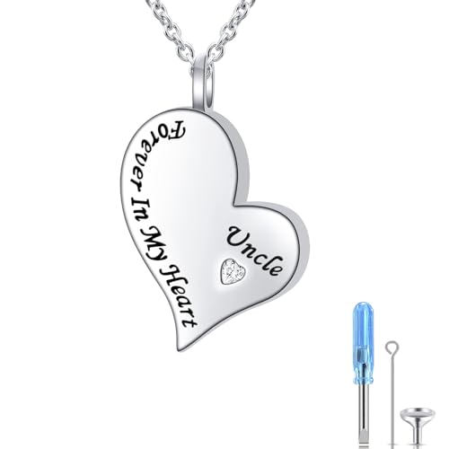 Ladytree 925 Sterling Silver Cremation Urn Necklace for Ashes - style: Uncle