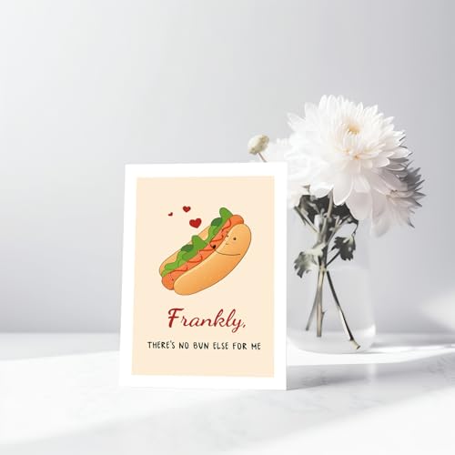 Funny Pun Anniversary Card for Husband Wife Boyfriend Girlfriend, Funny Hot Dog Love Cards, Cute Happy Birthday Card from Him Her. - color: #5