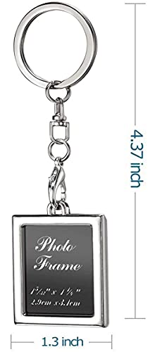 Photo Frame Key Chain Set - 4 Pieces Rectangle Photo Frame Key Chain for Custom Personalized Insert Pictures - Stainless Steel Keychain Suitable for Women and Men