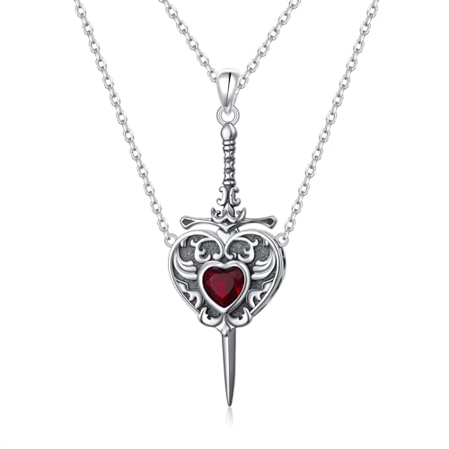 FLYOW S925 Sterling Silver Best Friend Couple Pendant Friendship Sun Moon Lotus Yin Yang Matching Bff Necklace for Women Jewelry - style: Heart Sword