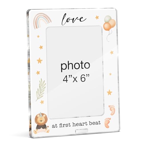 Gender Reveal Gifts Photo Frame, Pregnancy Announcements New Mom Expecting Parents to Be Keepsake Gifts, Love at First Heartbeat Sonogram Acrylic Picture Frames, 4 x 6 Inch Ultrasound Photo - color: L-Gender Reveal