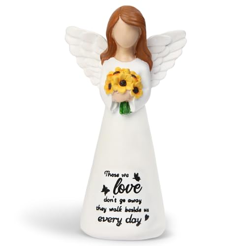 INLOMEM Sympathy Gifts for Loss of Loved One, Remembrance Gifts, Bereavement Gifts, Angel Gifts for Women, Memorial Gift for Loss of Dad Mom Grandmother, Angel Figurines (White)