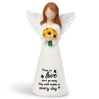 INLOMEM Sympathy Gifts for Loss of Loved One, Remembrance Gifts, Bereavement Gifts, Angel Gifts for Women, Memorial Gift for Loss of Dad Mom Grandmother, Angel Figurines (White)