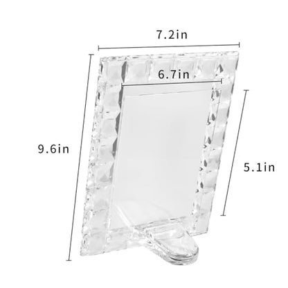 Luxury Crystal Picture Photo Frame,Grid Diamond Craft,Crystal Wedding Frame of Keepsake Photo Frames, Tabletop Display Decor Frame, Clear with Gift Box (5" x 7") - size: 5"x7"