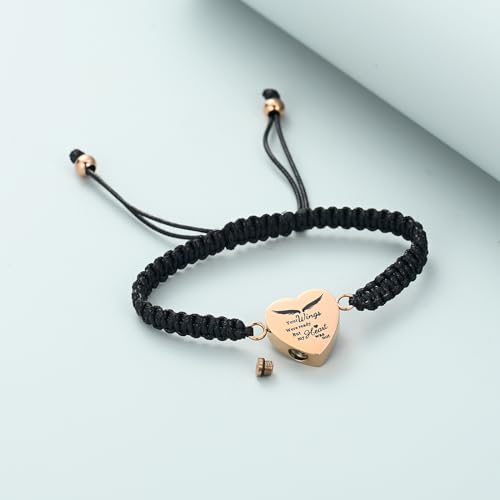 Imrsanl Heart Cremation Bracelet for Ashes Memorial Urn Jewelry - color: Rope-Rose Gold
