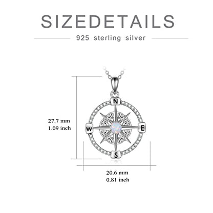 WINNICACA Celtic Knot Necklace 925 Sterling Silver Celtic Pendant Irish Urn Necklace Jewelry Birthday Anniversary Valentine's Day Gifts for Her Women Wife Girlfriend Daughter - style: 3-Compass Necklace(White Opal)