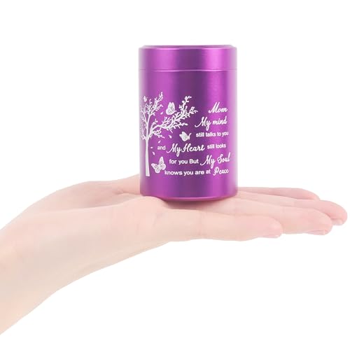 3 Inch Small Urn for Human Ashes Aluminum Mini Cremation Small Keepsake Urn for Sharing Ashes Mini Urn-Mom Purple - size: Purple-Mom