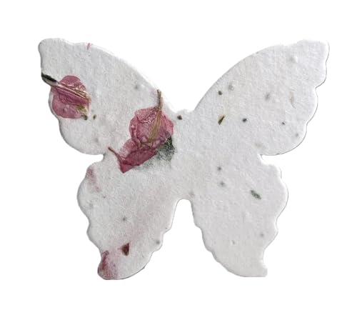 Of The Earth Handmade Paper - Wildflower Seed Paper Butterfly Shape - Large 3" - Set of 100 (52s Pink Petal & Chard) - color: 52s Pink Petal & Chard