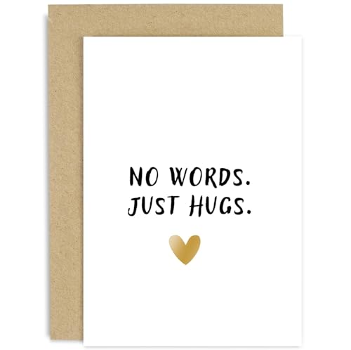 No Words Just Hugs' Card for Her Him - Thinking of You Card for Female Friend - For Men and Women - Surgery, Operation, Cancer Patient, Divorce, Breakup - Encouragement Sympathy Design