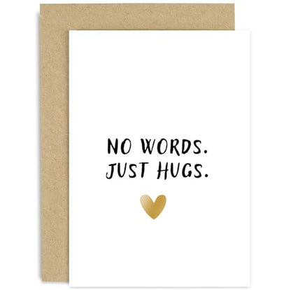 No Words Just Hugs' Card for Her Him - Thinking of You Card for Female Friend - For Men and Women - Surgery, Operation, Cancer Patient, Divorce, Breakup - Encouragement Sympathy Design