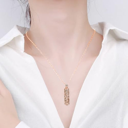 Imrsanl Cremation Jewelry Urn Necklace for Ashes Pendant with Hollow Glass Vial Cylinder Cremation Keepsake Memorial Lockets Ashes Holder for Women Men Pet - color: Tree of Life-Rose Gold