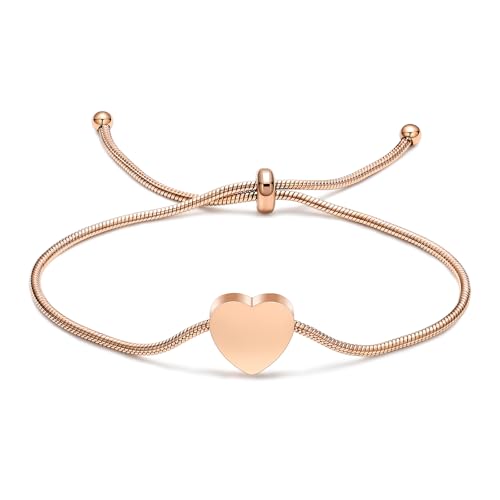 Imrsanl Heart Urn Bracelet for Ashes for Women Girls Stainless Steel Cremation Urn Bracelet Bangle for Ashes Keepsake Memorial Jewelry Gifts - color: Z-Rose Gold