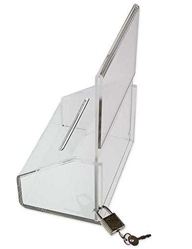 SOURCE ONE Acrylic Heavy Duty Donation/Ballot Box with Lock and Sign Holder - color: Clear, size: 1 Pack