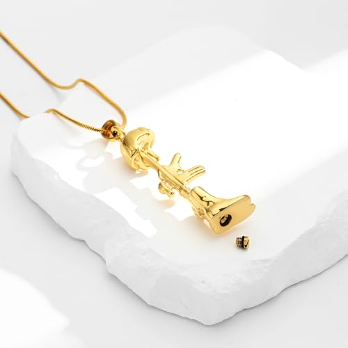 Cremation Jewelry Military Shoes Hats Guns Urn Necklace for Ashes Stainless Steel Military Equipment Pendant Memorial Necklaces Ash Holder for Human Pets Keepsake Jewelry of Loved Ones with Fill Tool - color: Gold