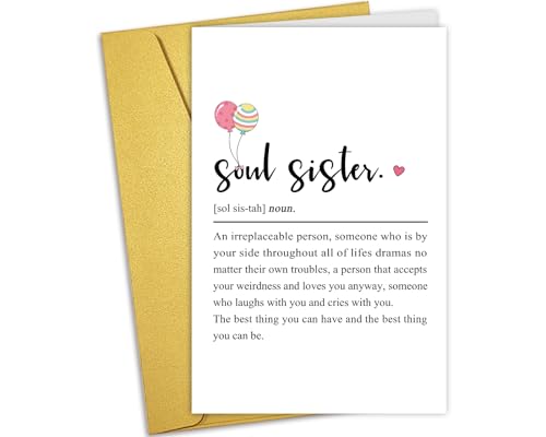 Soul Sister Definition Card, Best Friend Birthday Cards, Friendship Card for Bestie BFF, Unique Birthday Cards for Women Girl Lady, Galentine's Day Gift for Her - color: #14
