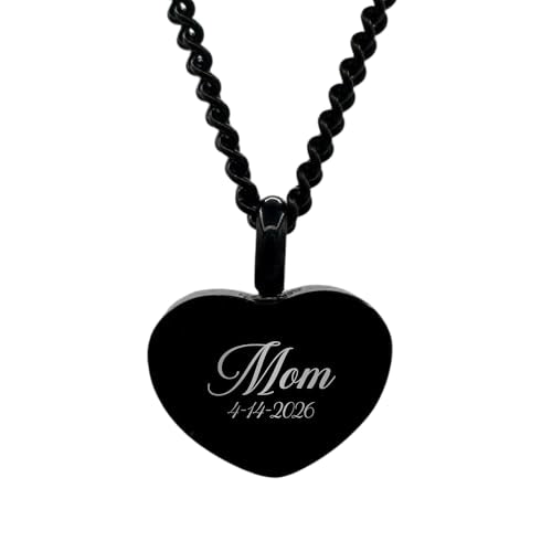 Personalized Cremation Urn Necklace Jewelry for Ashes with Lobster Clasp, Curb Chain, Extender, Funnel Kit, Custom Keepsake Necklace for Human Remains and Cremains - color: Heart