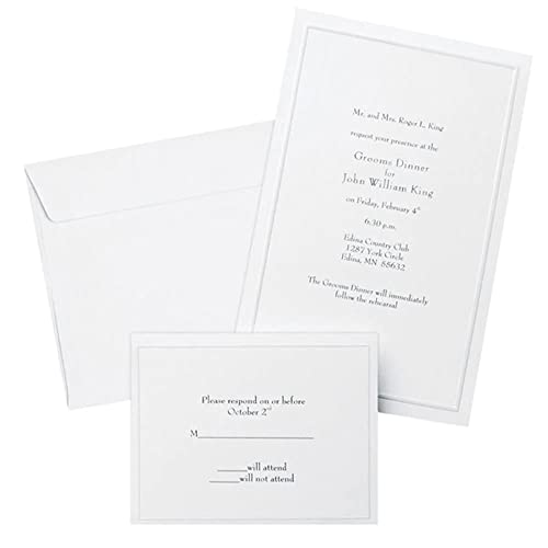 Gartner Studios Border Wedding Invitation Kit, Pearl White, 50-Count (61001) - size: 5.5 inches by 8.5 inches