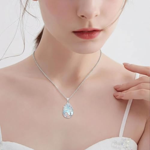 Tree of Life Urn Necklace for Ashes/Pet Cremation Teardrop Moonstone Necklace Pendant Jewelry Gifts for Mom Wife Women Birthday Christmas Memorial Day - color: cat-urn