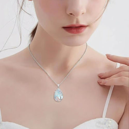 Tree of Life Urn Necklace for Ashes/Pet Cremation Teardrop Moonstone Necklace Pendant Jewelry Gifts for Mom Wife Women Birthday Christmas Memorial Day - color: cat-urn