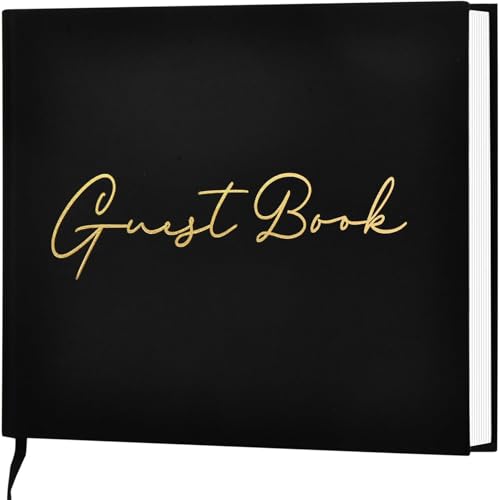 Lankaiva Funeral Guest Book for Loving Memory, Elegant Wedding Guest Book for Weddings Reception - Classic Baby Shower Guest Book, Perfect for Bridal Shower Birthday Guest Sign in Book, Black - color: Black With Blank Pages