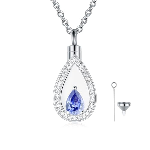925 Sterling Silver Cremation Jewelry for Ashes Urn Necklace Memorial Teardrop Ashes Keepsake Urns Pendant Necklace for urn Necklaces Ashes Jewelry Gifts - color: Dec.