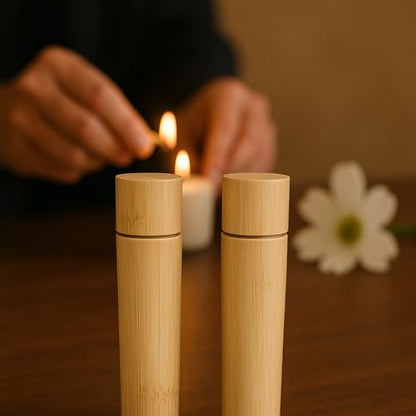 Mainely Urns Natural Bamboo Scattering Tubes for Human or Pet Ashes (2-Pack) with Paper Funnel - Eco-Friendly 100 Percent Bamboo Biodegradable Design with Pull Top and Secure Fit for Spreading Ashes