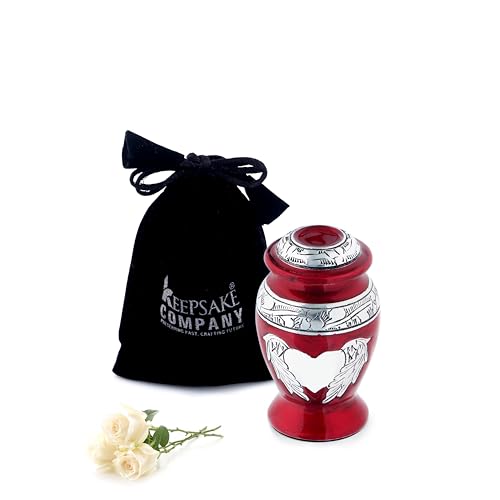 Angel Wings & Heart Cremation Urn (Red Shimmer, Large)' (Red Glossy, Single - Miniatue) - color: Red Glossy