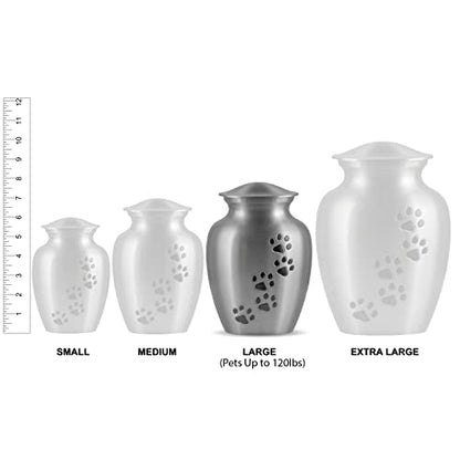 Ottillie Premier Ebony/Pewter/Vert Urn, up to 115lbs - color: Ebony, Vertical Pewter Paws, size: Large