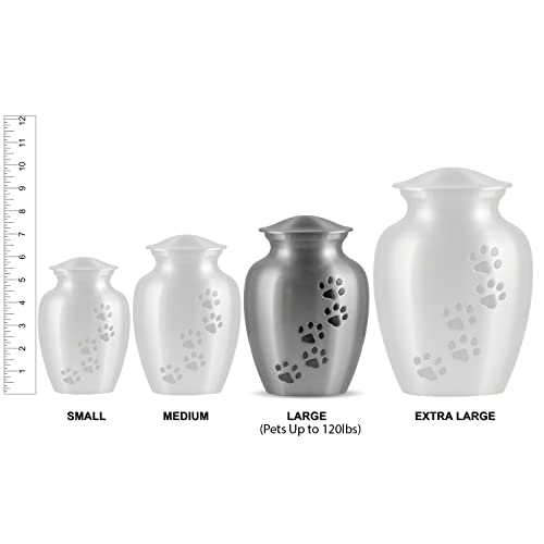Ottillie Premier White/Brass/Vert Urn, up to 115lbs - color: Cloud White, Vertical Brass Paws, size: Large