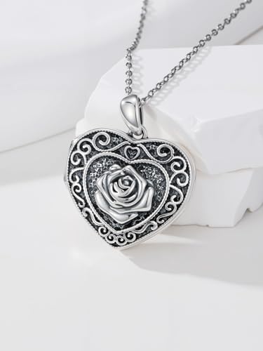 Poiuy Heart Locket Necklace for Women Photo Locket Necklace Gifts For Women | That Holds Pictures Locket Jewelry Anniversary Birthday Christmas Memento Gifts for Mom Daughter Women Girlfriend Sister - style: 06-rose