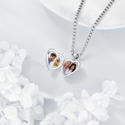 Personalized Heart Locket Necklace 925 Sterling Silver That Holds Pictures Photo Keep Someone Near to You Custom Lockets Necklaces Letters Engraving for His Her - style: Butterfly locket only