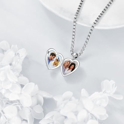 Personalized Heart Locket Necklace 925 Sterling Silver That Holds Pictures Photo Keep Someone Near to You Custom Lockets Necklaces Letters Engraving for His Her - style: Butterfly locket only