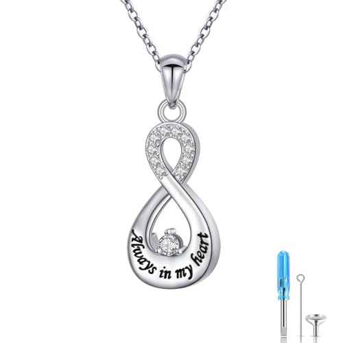 S925 Sterling Silver Urn Ashes Keepsake Cremation Memorial Necklace Jewelry - style: Urn Infinity