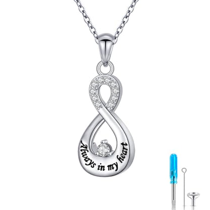 S925 Sterling Silver Urn Ashes Keepsake Cremation Memorial Necklace Jewelry - style: Urn Infinity