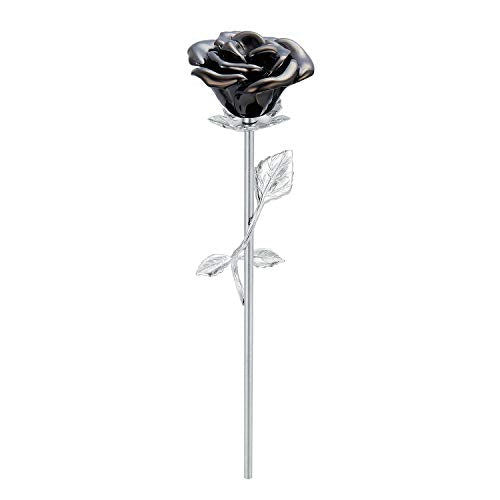 Stainless Steel Decorative Rose Flower Cremation Urns for Ashes-Human Pet Dog Cat Memorial Keepsake -Funeral Ash Container 1PC 9.5 Inches - color: Black Color-2