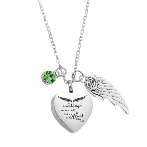 uxcell Cremation Necklace for Ashes with Stones, Urn Ash Memorial Cremation Necklaces Waterproof Keepsake Pendant with Funnel Kit for Ashes of Loved Ones, Pet (Light Green) - color: Light Green