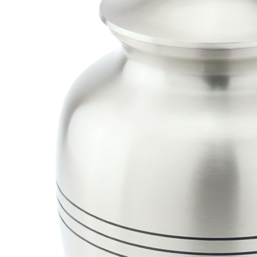 Classic Three Bands Pewter Cremation Urn for Ashes - Extra Large, Brass, Silver Urn, Extra Large Adult Sized Cremation Urn, 12 Inches High - size: Extra Large Urn