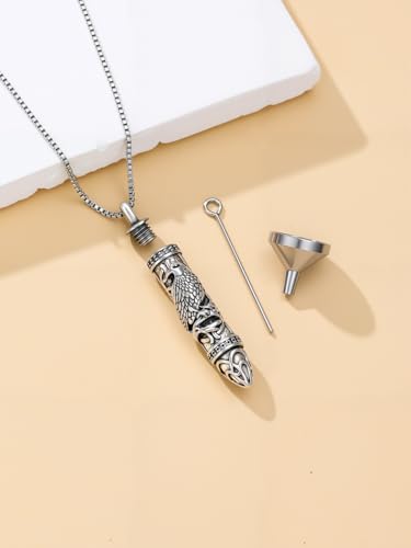 JKR Keepsake Urn Necklace for Ashes Cremation Jewelry Memorial Gift - style: 9-Bullet-Raven