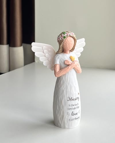 Sympathy Gifts for Loss of Loved One, 5.1” Remembrance Angel Figurines, Memorial Gifts for Loss of Mom Dad, Resin Sculpted Hand-Painted Figure Miscarriage Bereavement Gift