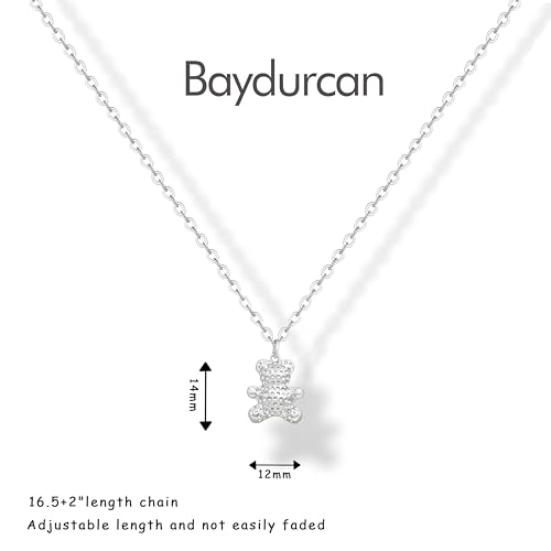 Baydurcan Pendant Necklace for Women Friends Sister Birthday Christmas Gift | Silver Evil Eye Ankh Mary Friendship Dragonfly Hummingbird Snake Turtle Pendant Necklace for Her Just Because Gifts - style: Bear