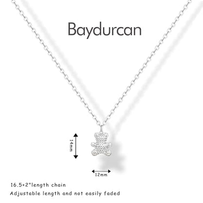 Baydurcan Pendant Necklace for Women Friends Sister Birthday Christmas Gift | Silver Evil Eye Ankh Mary Friendship Dragonfly Hummingbird Snake Turtle Pendant Necklace for Her Just Because Gifts - style: Bear
